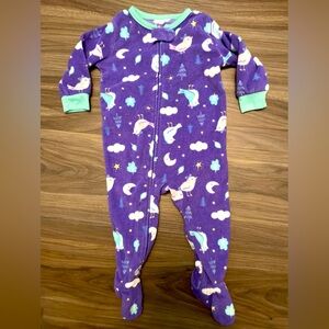 Carter's baby girl Purple and Green with birds Footies One Piece size 6 months